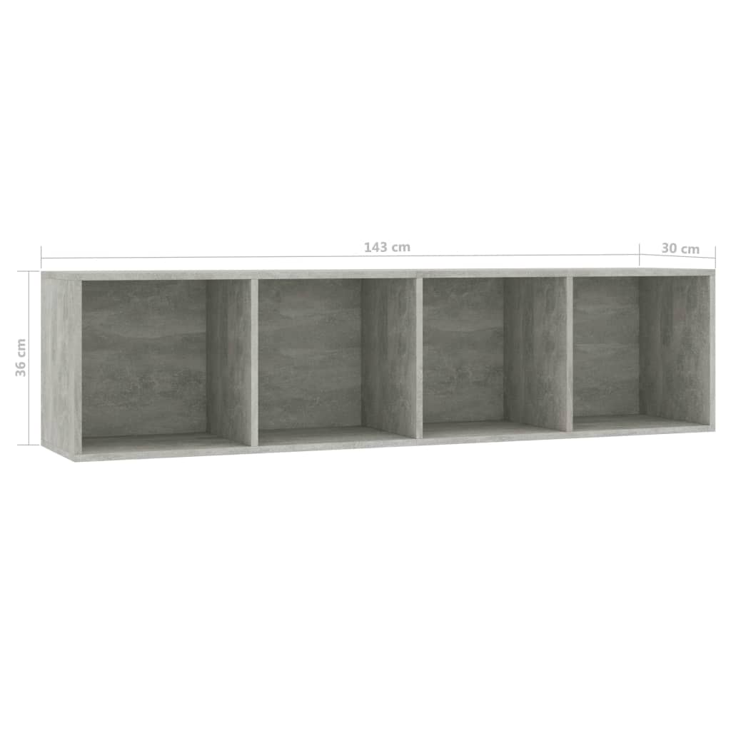 Bookshelf TV Cabinet Concrete Grey 143*30*36 Cm