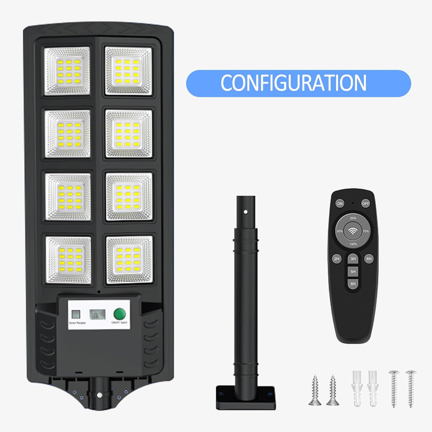 

Solar Lights Outdoor Waterproof 6500K 12000LM LED Street Lights with Motion Sensor & Remote Control for Yard, Parking Lot (1 Pac 1 Pack