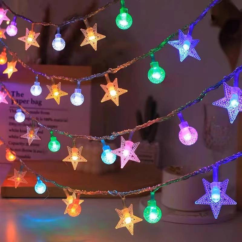 Starry Sky String Lights: Star, Night Market, & Camping Décor - Colorful Flashing Decorative Atmosphere Lights