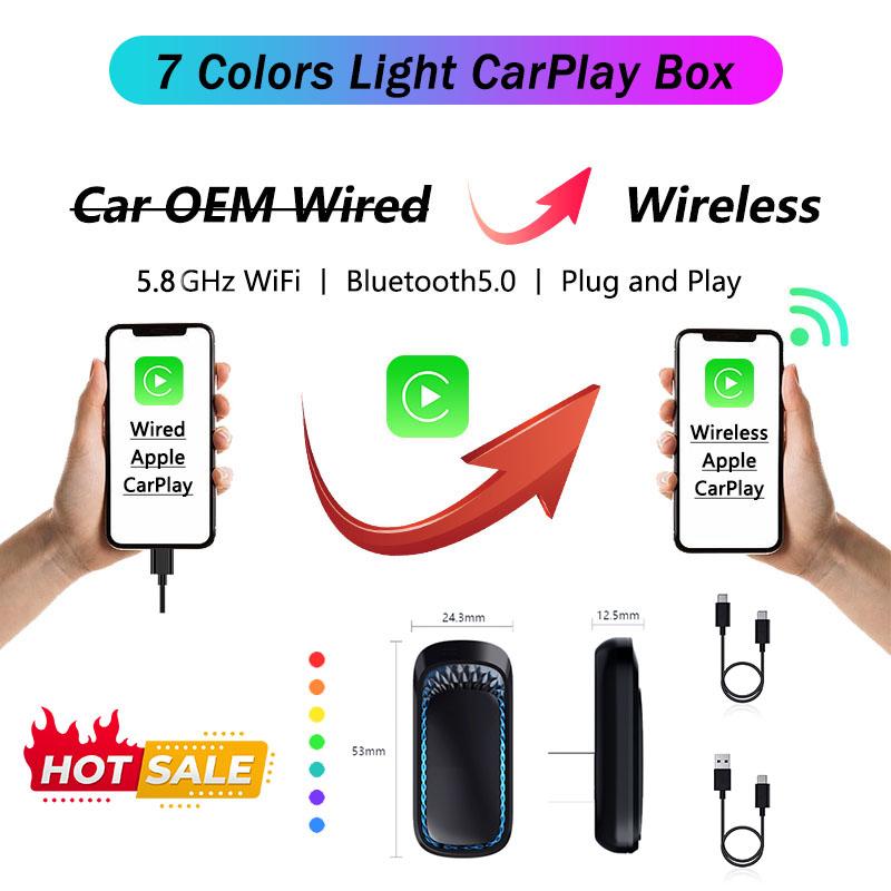 New RGB Mini CarPlay AI Box for Apple Carplay Wireless Adapter Car OEM Wired CarPlay To Wireless USB Dongle Plug and Play