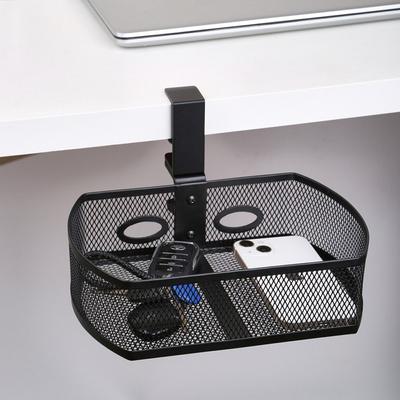 Cup Holder Under Desk Drawer 360° Swivel C-clamp Mounting Mesh Storage Box Spill-proof Easy Install Table Management Tray