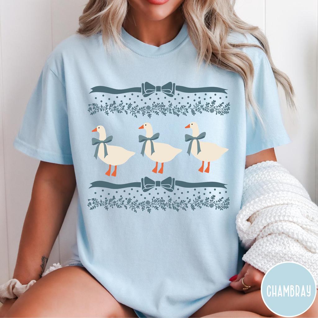 Vintage Original Colorful 1980s Blue Ribbon Goose T-Shirt, Retro Goose With Hearts Tshirt, Funny Retro Shirt, Graphic Tee