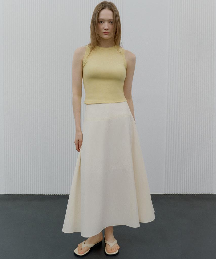 G And Gb Flare A-Line Skirt_Cream