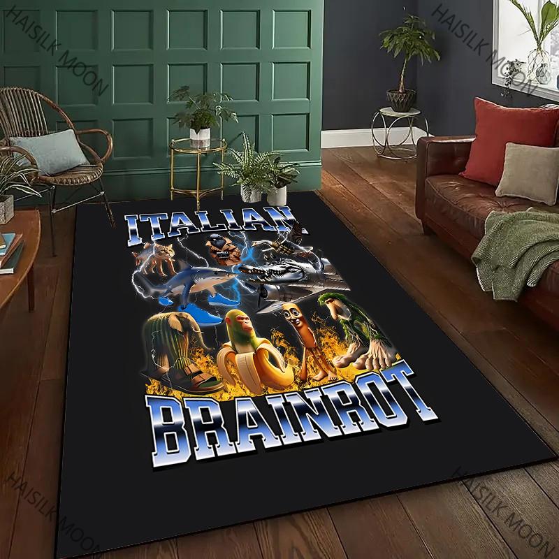 AI Fantastic Absurd Italian Brainrot Collection Printed Carpet,Mat for Bedroom Living Room Non-Slip Kid Rug for Dining Room Sofa