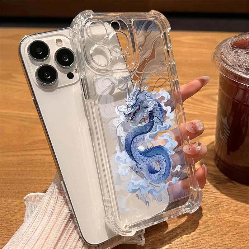 New Cool Dragon Clear Anti-drop Phone Case For iPhone 16 Pro Max 15 14 13 12 11 X XR XS 7 8 16 Plus SE Shockproof Silicone Cover