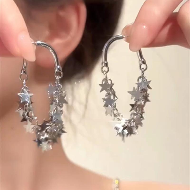 

Холодный ветер, звезды, серьги с бахромой, модные серьги с высоким темпераментом, персонализированные серьги в милом и крутом стиле, женские