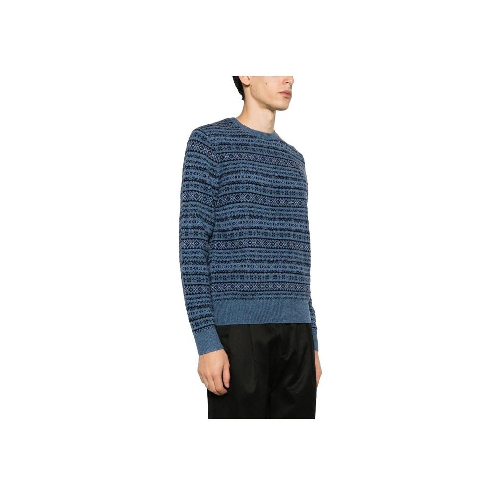 Polo Ralph Lauren Color Block Pattern Knit Casual Long Sleeve Sweater Men sweater Blue 710918122-001