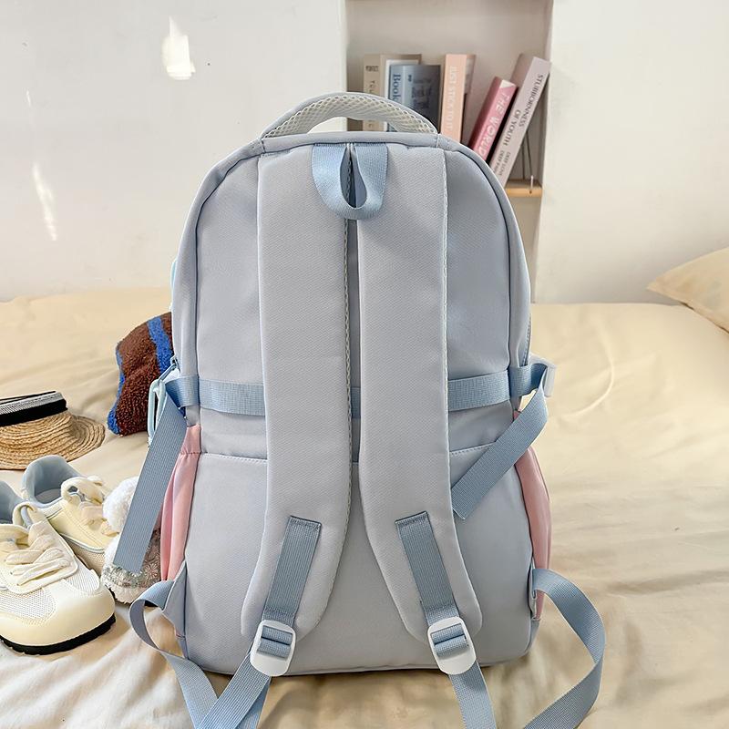 Japanese ins new high-value fresh and sweet contrast patchwork backpack junior high and high school students light travel backpack