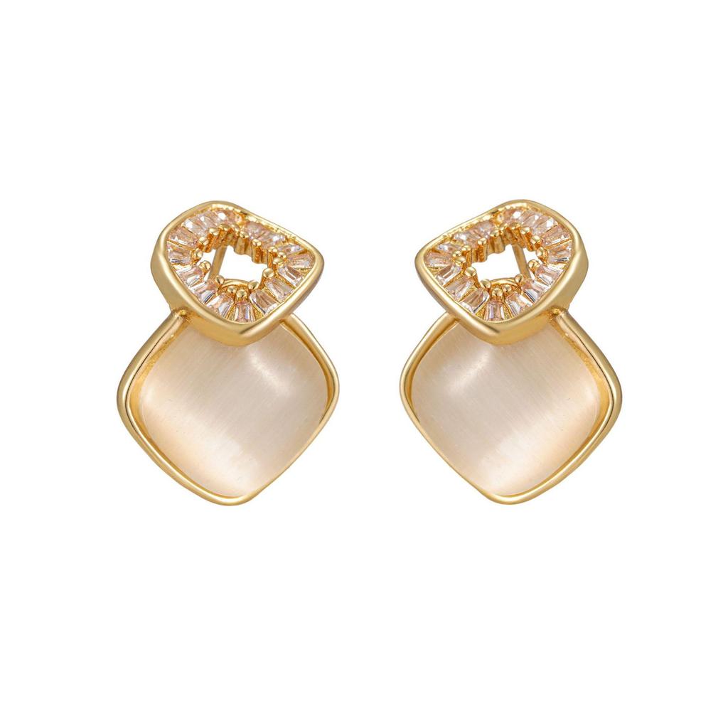 2024 Niche High-End Cat's Eye Stud Earrings for Women - Versatile, Light Luxury Fashion Jewelry