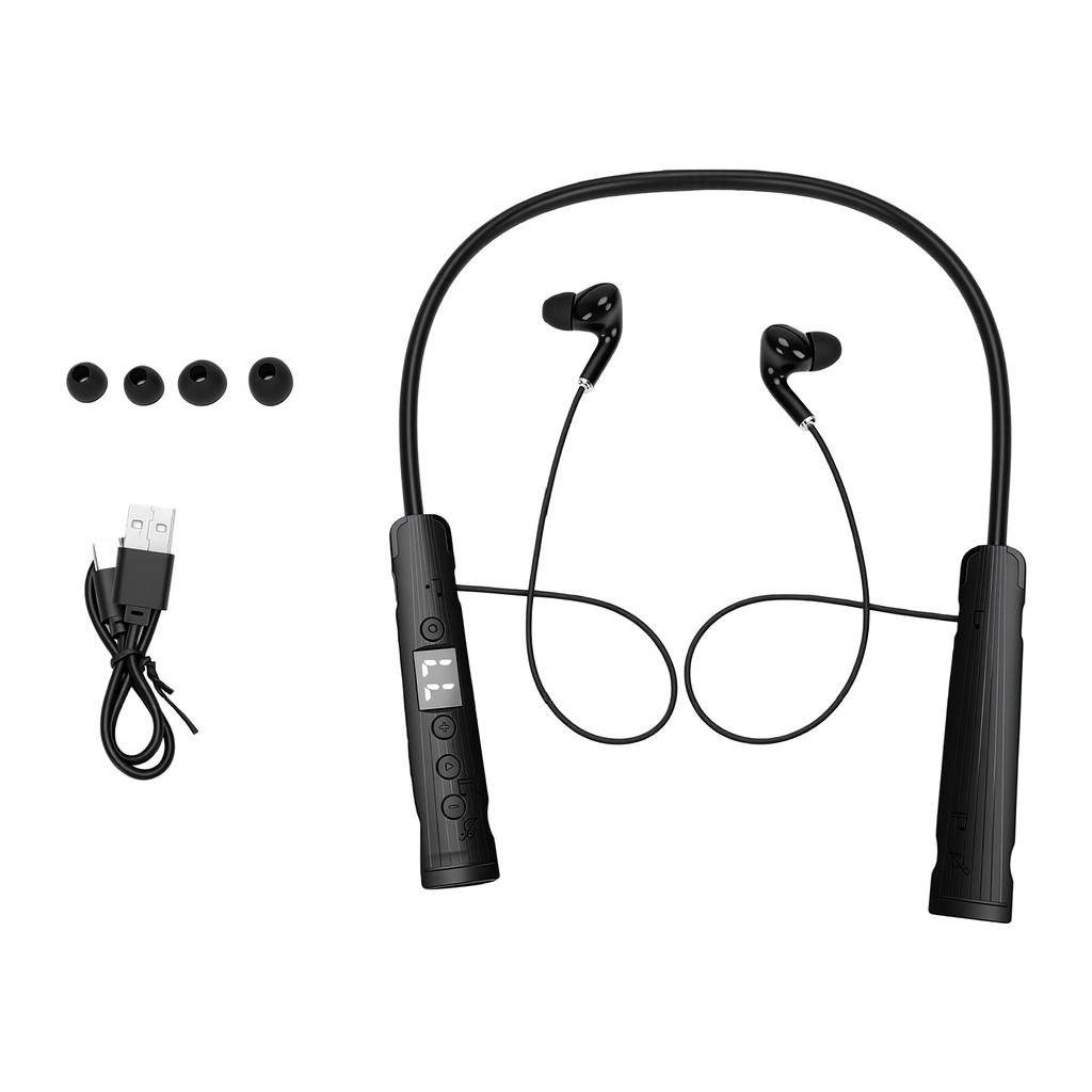 Neckband Headphones ENC Noise Canceling 50 Hour Battery Life Digital Display Bluetooth Headphones HiFi Deep Bass for