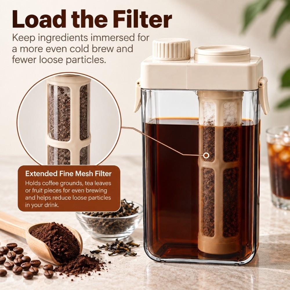Double Silicone Seal Cold Brew Coffee Maker PP ABS AS Brewing Coffee Carafe  Office Coffee
