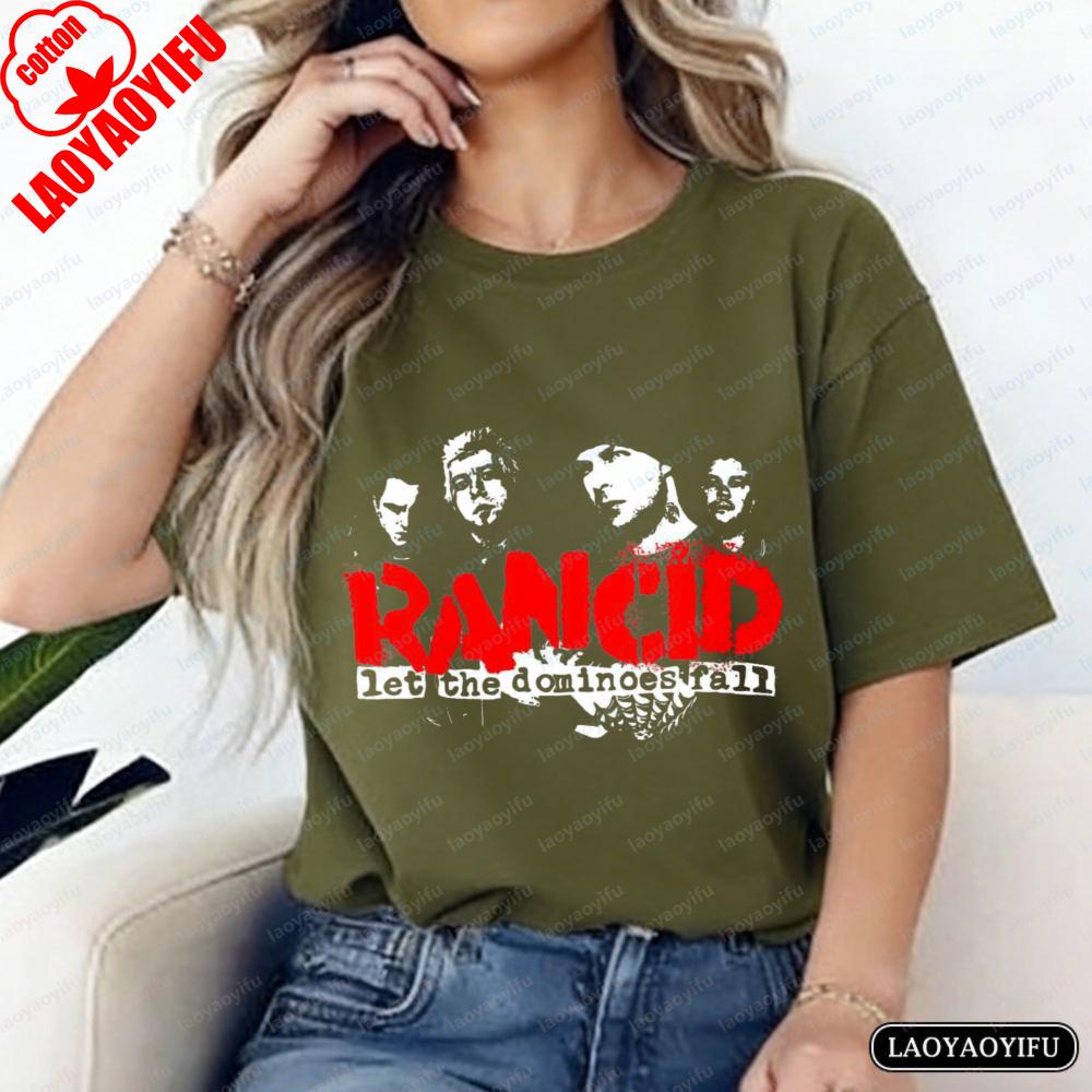 Let The Dominoes Fall Print TShirt Rancid Fan Unisex Tops Punk Lover Cotton Tee Vintage Classic Band Rock Women Unisex Streetwear