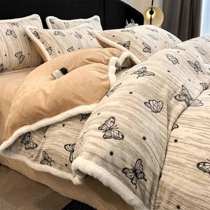 

Четырехпредметный комплект бархатного пододеяльника с отделкой из кроличьего меха класса А для осени/зимы Flat 0.9/1.2 Bed 3pcs