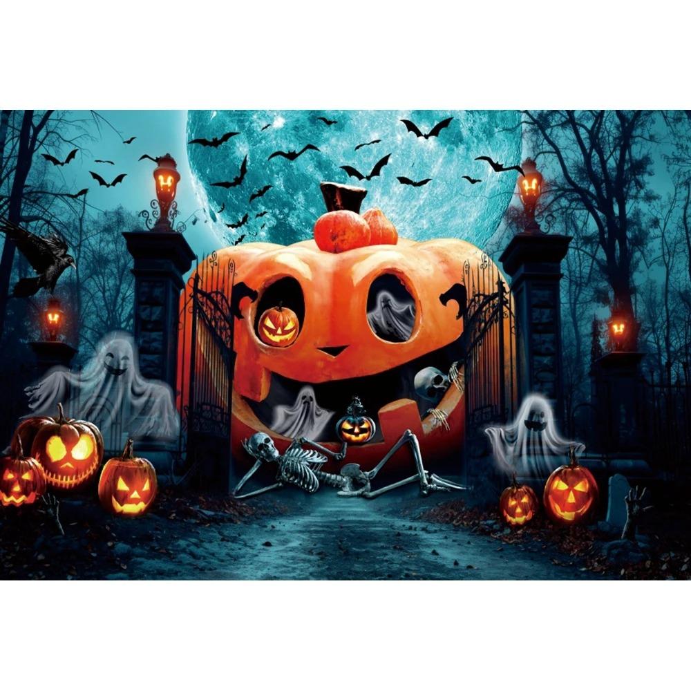 Halloween home party decoration hanging cloth horror cemetery castle pumpkin head hanging cloth room decoration background cloth