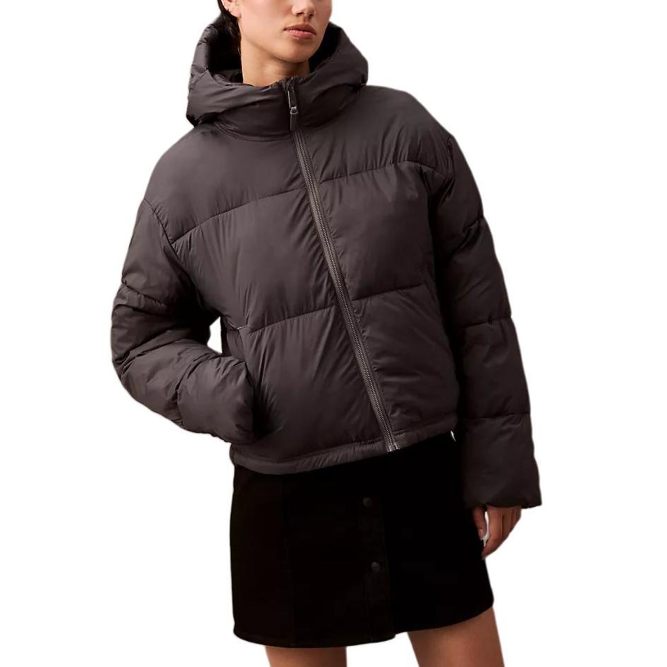 Calvin Klein Short Hooded Loose Long Sleeve Cotton Jacket Women jackets Brown 40WL409-021