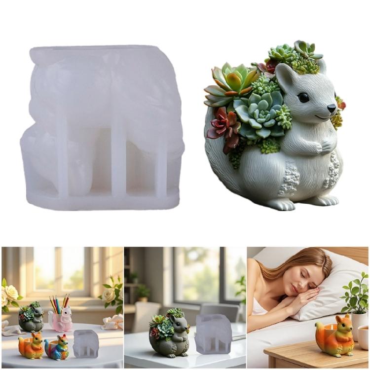 Flexible Silicone Mould Accessory for Creating Squirrel Planter Decoration With Resin And Plaster Daily Use