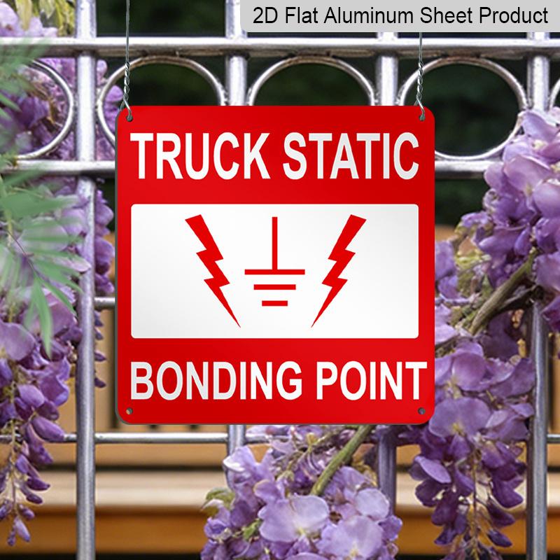 

2D Flat 1pc, Humorous Aluminum Square Metal Sign about Truck Static Electricity, Perfect for Decorating Walls Indoors or Outdoors, Suitable for 20*20cm