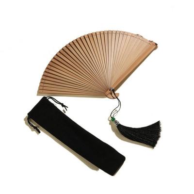 Schwarz Klein Klassisch Tragbar Tanz Requisiten Kompaktes Ornament Kimono Fächer Tanzfächer Bambusfächer