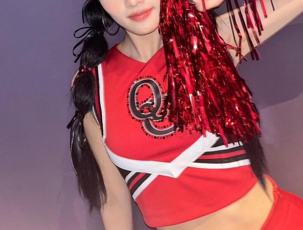 [Lady Lazy] Cheerleader Cosplay Costume Halloween Photoshoot Support Sexy Miniskirt Midriff-Baring Red (XXL)