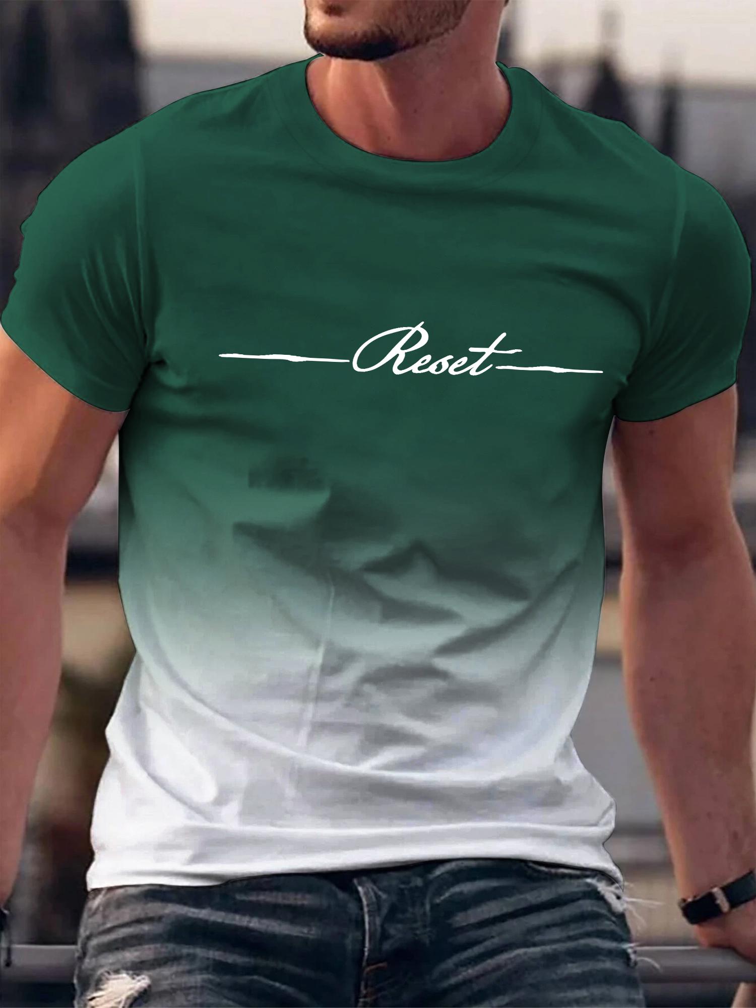 

Летняя футболка для повседневной носки и отдыха на курортах с принтом алфавита и градиентом, с круглым вырезом, с коротким рукавом, мужская повседневная XL