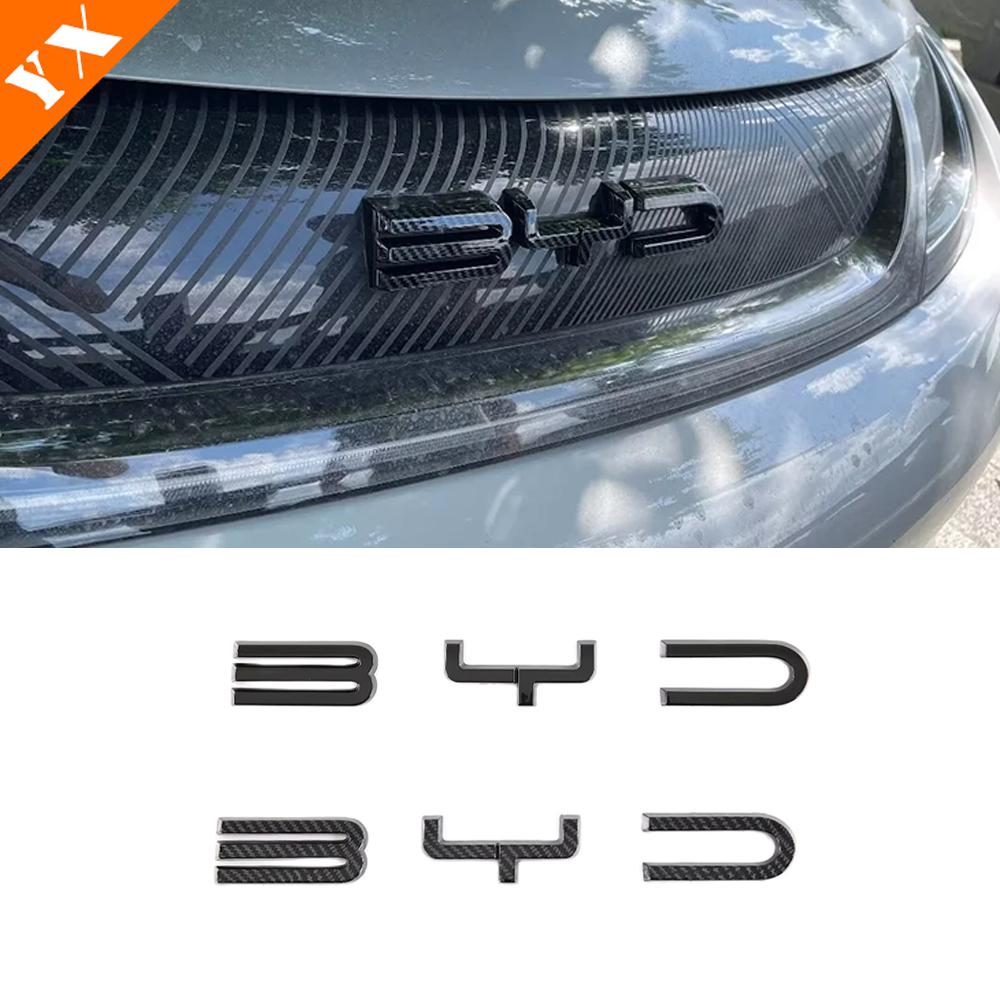 Carbon Sticker Frame For BYD EA1 Atto 3 2 1 Dolphin EV Han EV Accessories Car Front Machine Cover Logo Cover Decor Anti Scratch