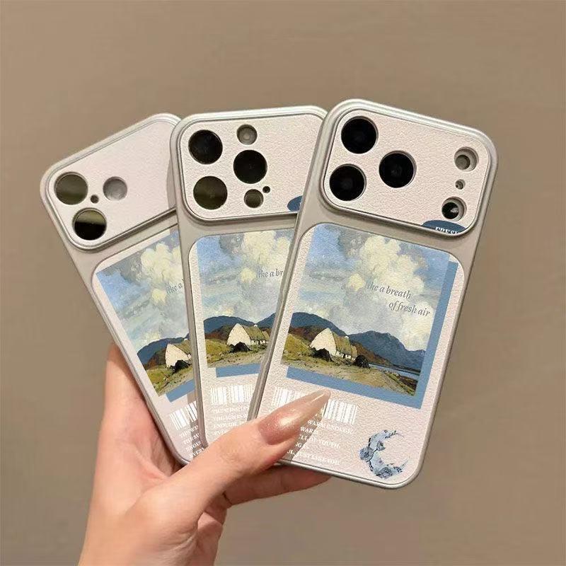 Second change is suitable for 17promax mobile phone case 16pro new 15 leather 14pro13 creative famous painting 12