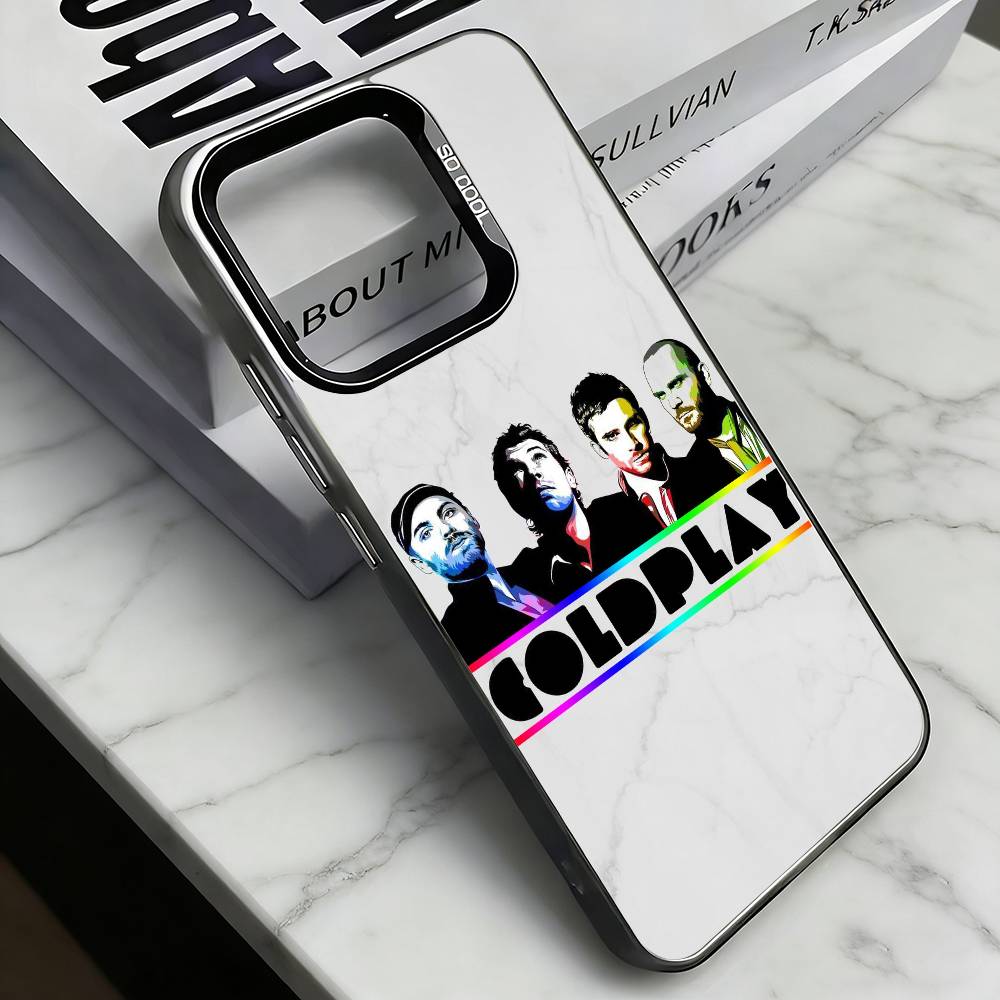 C-Coldplay  Phone Case For iPhone 17,16,15,14,13,12,11 Plus,Pro Max,XS,Colorful Silver Black Cover