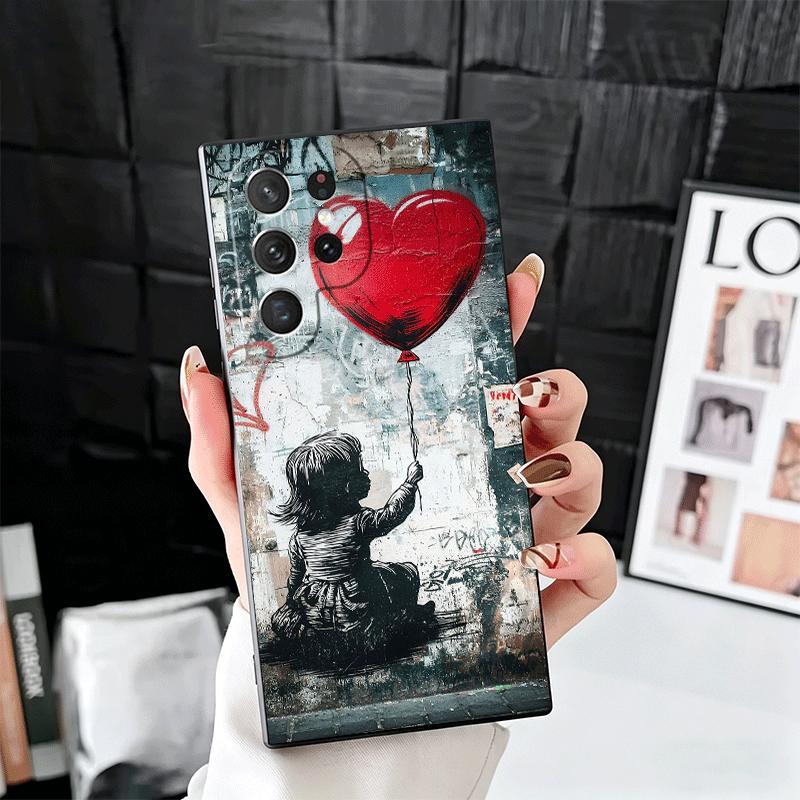 B-Banksy Art Graffiti Artist Soft Phone Case for Samsung Galaxy S26 S25 Edge S24 Ultra S23 Plus S22 S21 FE S20 Black Cover Back