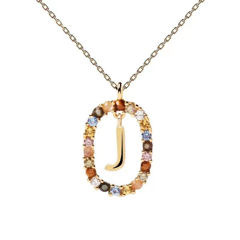 European & American Spanish Zircon Alphabet Necklace - Stylish Clavicle Chain Pendant