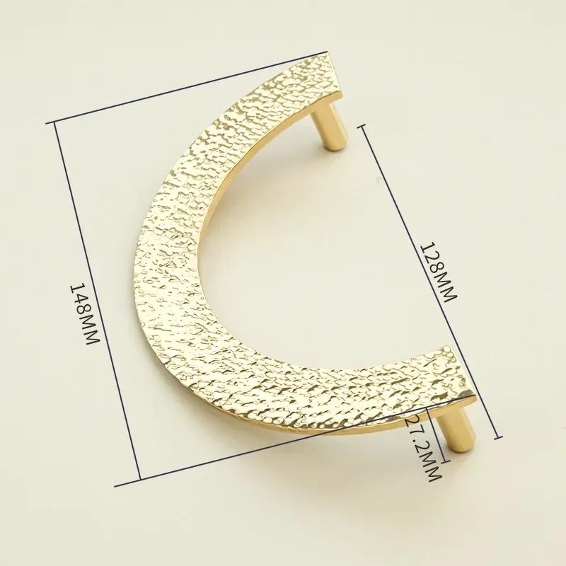 Luxury Brass Hammer Semi-circular Handle Knurled Kitchen Cabinet Door Handles Nordic Wardrobe Drawer Pulls Furniture Handles