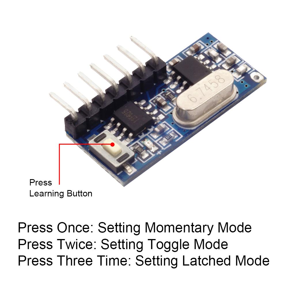 QIACHIP RX480E 433 MHz RF Relais Empfänger Modul Kabellos 4-Kanal Ausgang Mit Lernknopf und RF Fernbedienungen Sender DIY