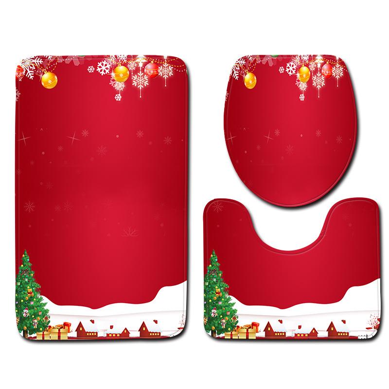Santa Toilet Three-Piece Floor Mat Doormat Bathroom Carpet