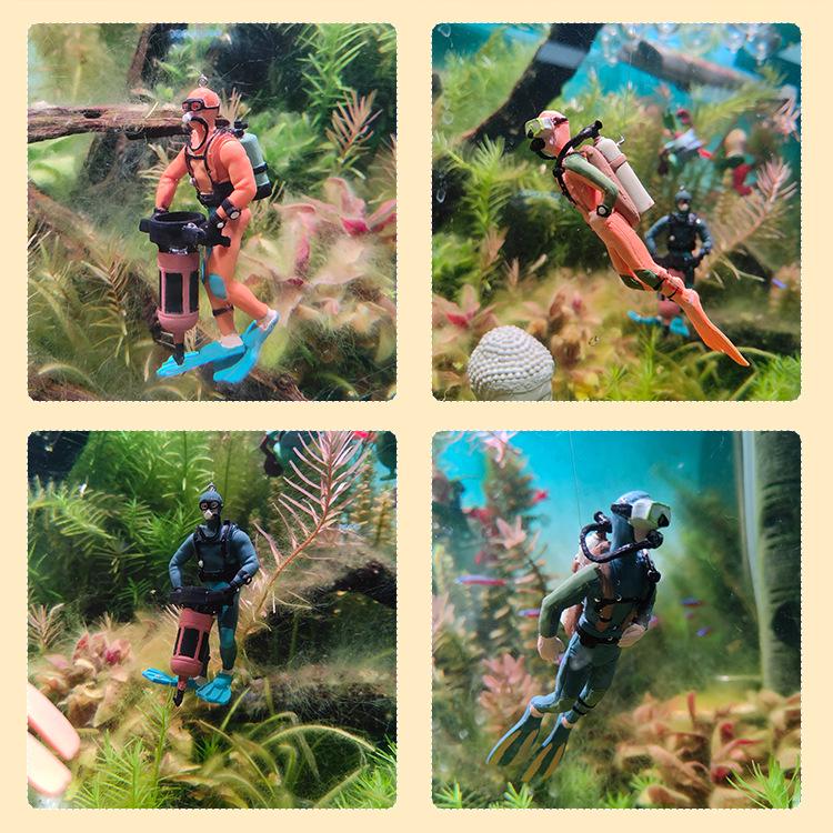 Cartoon Frogman Diving Treasure Decoration for Fish Tanks