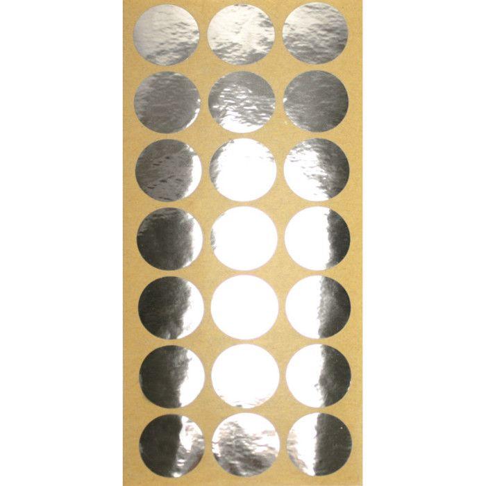 Gommette ronde autocollante Transparentes, Doré et argenté 2,5cm