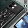 For vivo Y28 4G Case with Slide Camera Lid PC+TPU Kickstand Phone Cover