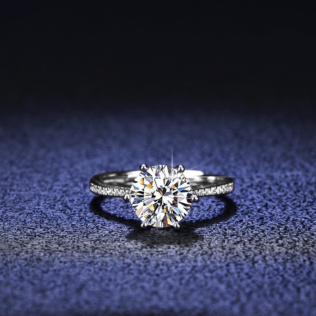 Fine Fashion Moissanite Jewelry Solitaire 2 Carat D Color S925 Sterling Silver Platinum Plated Prong Setting VVS1 Ring