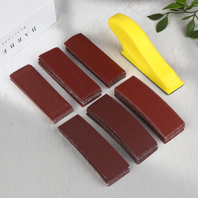 60Pcs Diy Hand Sandpaper Mini Sander Kit Assorted Grit Sanding Strip Detail Tool With 1 Hand Millstone For Wood Metal Projects