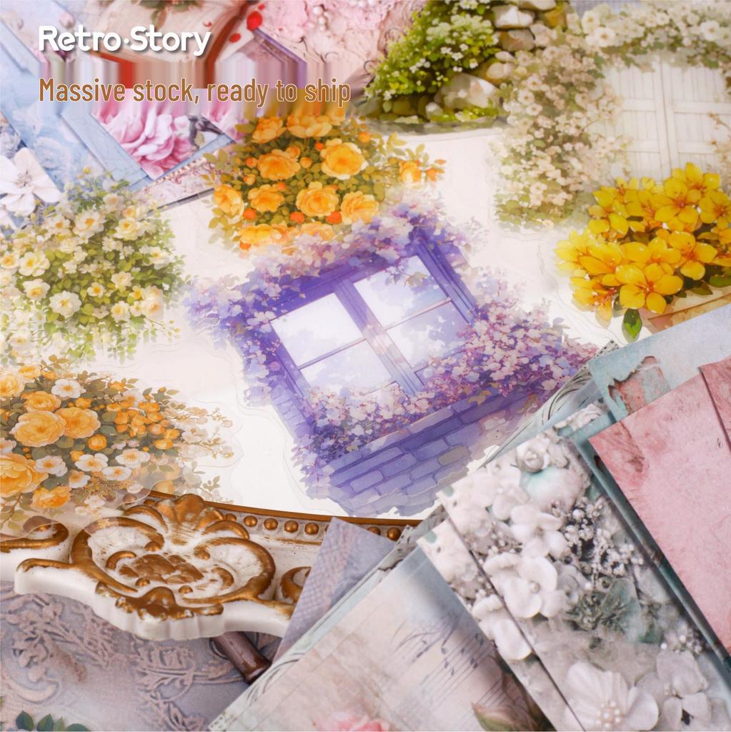 Mengze Series Retro Story Material Pack: DIY Journal Decoration & Collage Base - 6 Styles