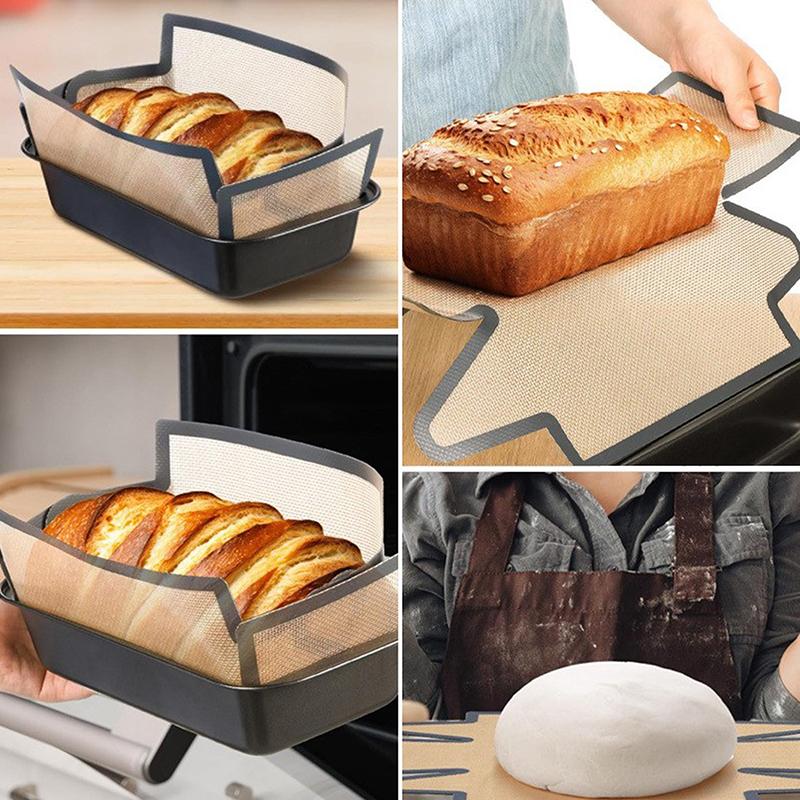 Silicone Bread Loaf Pan Liners, Reusable Non Stick Long Tab Handles Bread Pan Baking Mats, For Bread Pans, Heat Resistant