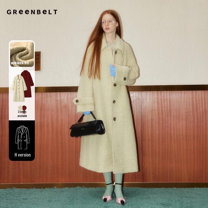 

GREEN BELT Women s Mid-Length Wool Blend Lapel Coat L