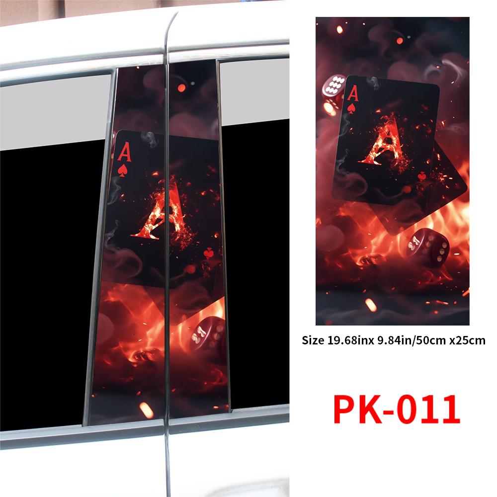 

Creative Poker Car Stickers Waterproof Auto B Pillar Decor Cover Scratches Durable Car Doors Pillar Vinyl Decals Vehicle Decors 2pcs