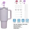 Stanley Cup Accessories Set Including 9 Pcs Silicone Spill Proof Stopper,3 Pcs Cute Straw Cover Cap for 9-10 mm Straws, 3Pcs Reble Straw and 1