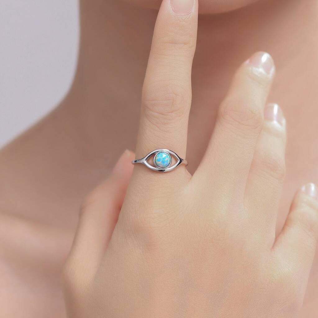 Evil Eye Opal Ring: Gold-Plated Jewelry for Women with Color Retention