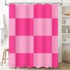 Modern Bathroom Decor: Beautiful Pink Checkered Shower Curtain Set for Bathtub Area Perfect Home Decoration Item (Set Includes 1