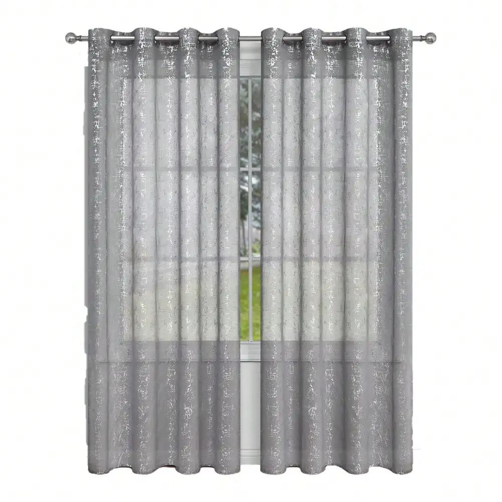 

1 шт. Уникальная прозрачная занавеска с серебряным крестом, шторы для спальни, гостиной, кухни, оконные занавески 132X160cm серый