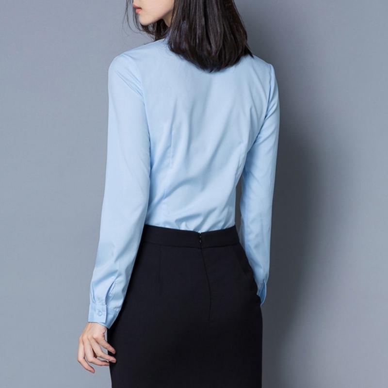 Bürodamen-Revers-Schlankhemden Langarm-Button-Down-elegante Bluse Sommeroberteile mit klassischer Passform Formelle Anlässe Blusen