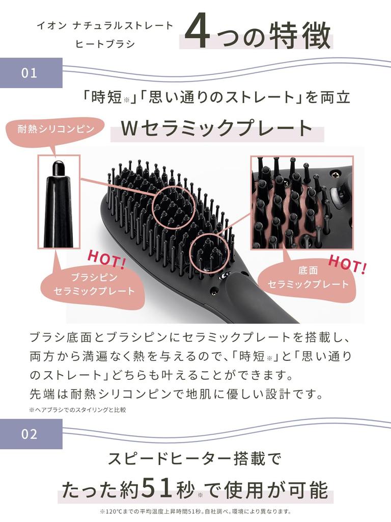 SALONMOON Ion Natural Straight Heat Brush Brush Iron 31 Temperature Settings Digital Temperature Display Compatible with Overseas Can Be Used in