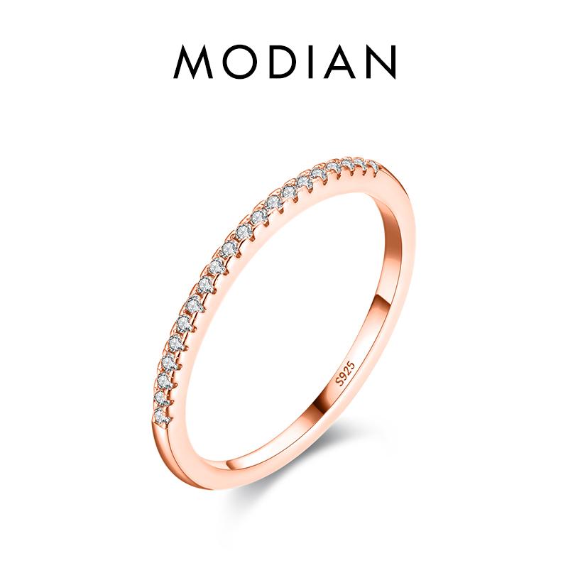 

Модиан 925 пробы серебро цирконий простые кольца для женщин свадебные эффектные украшения 9 розового золота