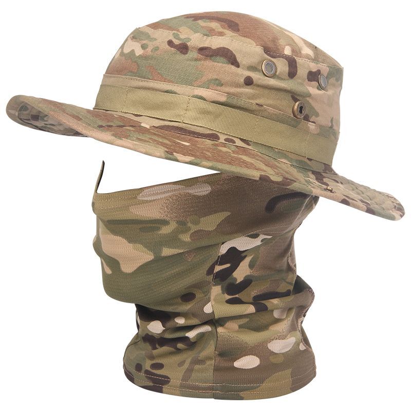 Women Men Hiking Fishing Boonie Hat Outdoor Sport Sun UV Protection Neck Face Camouflage Adjustable Bucket Caps and Mask