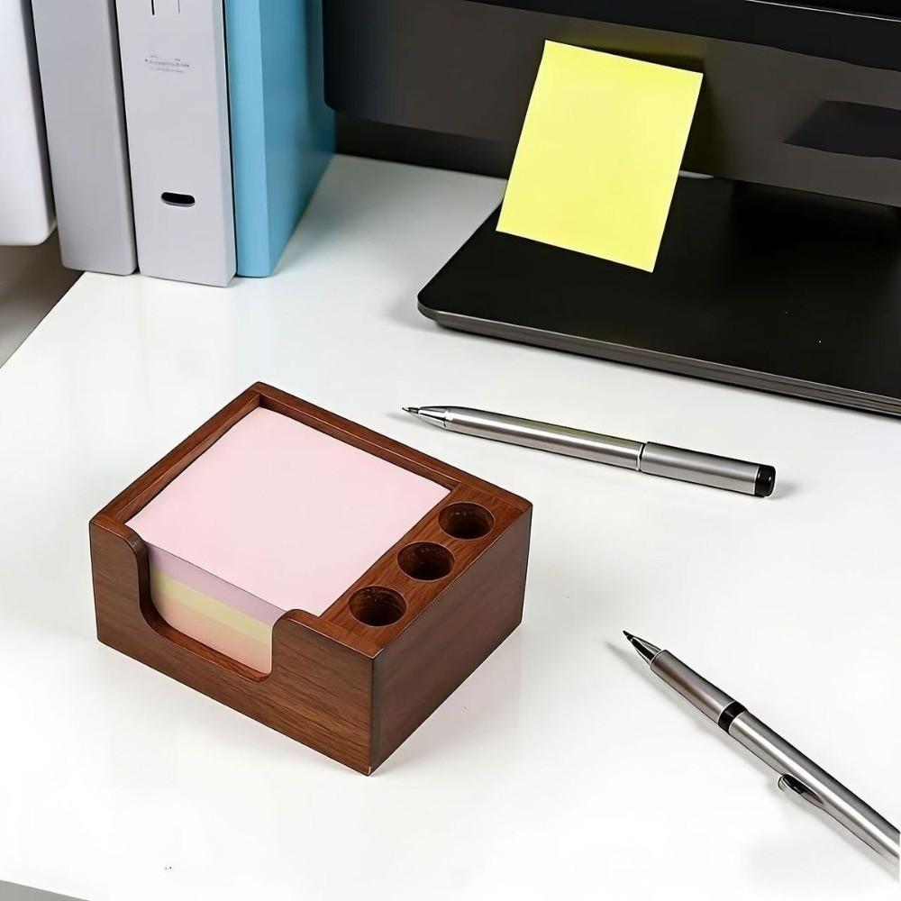 Solid Wood Desk Organizer Pen Holder Stationery Storage Box for Office Study Home